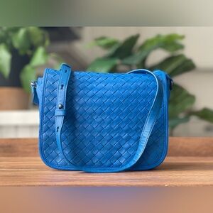 RARE Bottega Veneta Blue Intrecciato Crossbody Bag. Comes with COA!